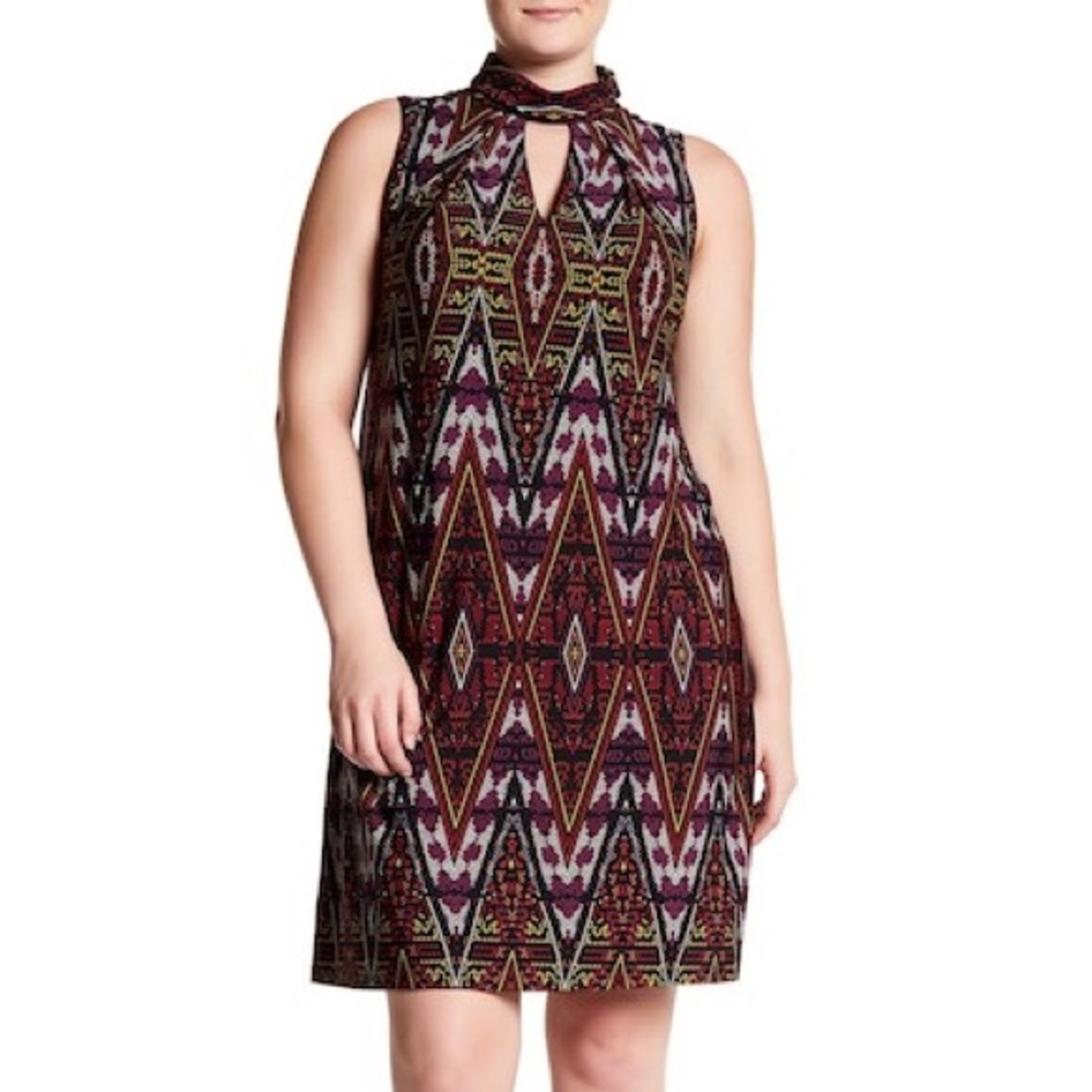 NWT London Times Light Bright Tile Mock Neck Dress